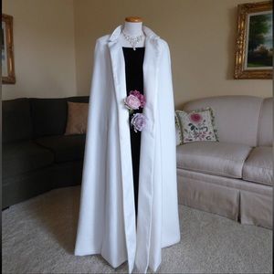 Formal Bridal Wedding Cape Long Fleece Cloak, Ivory Color.